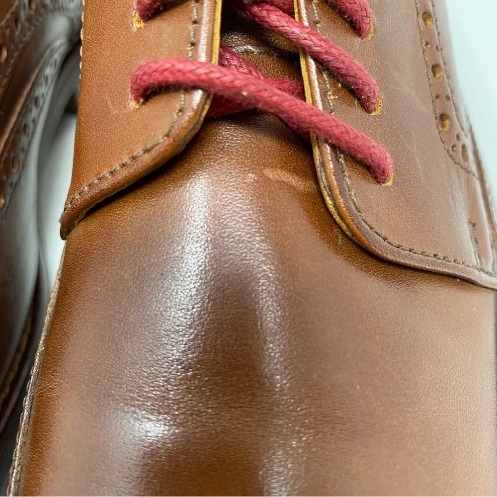 Florsheim Salerno Wingtip Oxford Dress Shoes Men’s 9 EEE Cognac Leather